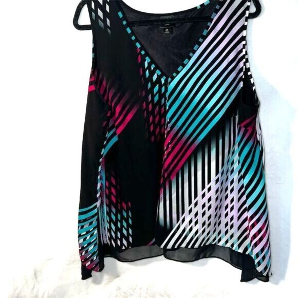 Worthington Women's 2XL Multicolor Striped Sleeveless Chiffon Blouse - Picture 1 of 8